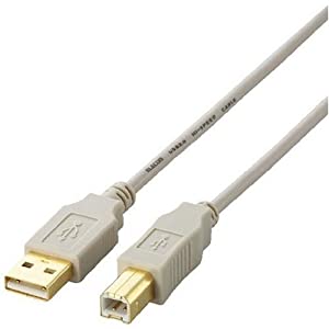 (中古品)【1900年モデル】ELECOM USB2.0ケーブル 5.0m ベージュ USB2-50/エレコム//