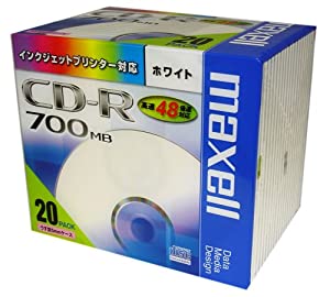 (中古品)maxell データ用 CD-R 700MB 48倍速対応 インクジェットプリンタ対応ホワイト20枚 5mmケース入 CDR700S.ST.PW1P20S/マクセル(maxell)//
