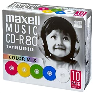 maxell 音楽用 CD-R 80分 カラーミックス 10枚 5mmケース入 CDRA80MIX.S1P10S(中古品)