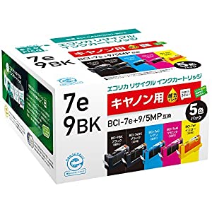 (中古品)エコリカ キヤノン BCI-7E+9/5MP対応リサイクルインクカートリッジ 4色パック+9BK互換 ECI-CAMP500/BOX 通常容量/ecorica//