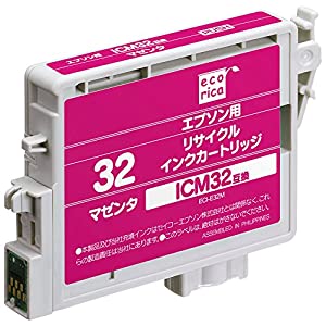 (中古品)エコリカ エプソン ICM32対応リサイクルインク マゼンタ ECI-E32M 残量表示対応/ecorica//