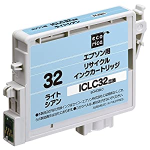 (中古品)エコリカ エプソン ICLC32対応リサイクルインク ライトシアン ECI-E32LC 残量表示対応/ecorica//
