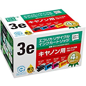 (中古品)エコリカ キャノン(Canon)対応 リサイクル インクカートリッジ 4個セット BCI-3E/4MP (目印:キャノン3) ECI-CA034P/BOX/ecorica//