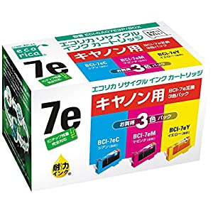 (中古品)エコリカ キヤノン BCI-7E/3MP対応リサイクルインクカートリッジ 3色パック ECI-CA07E3P/BOX/ecorica//