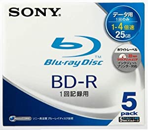 SONY 日本製 データ用BD-R 追記型 片面1層25GB 4倍速 プリンタブル 5枚P 5BNR1DBPS4(中古品)