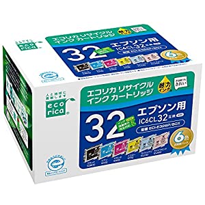 (中古品)エコリカ エプソン IC6CL32対応リサイクルインク 6色パック ECI-E326P/BOX 残量表示対応/ecorica//