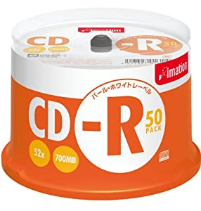 (中古品)imation CD-R 700MB 52X パールホワイトディスク(CASIO・DISCタイトルプリンター & Disc Biz対応) 50枚スピンドル CDR80BWBX50SL