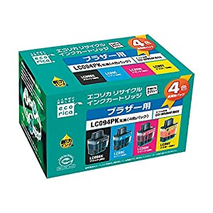 (中古品)エコリカ ブラザー(Brother)対応 リサイクル インクカートリッジ 4色セット (B/C/M/Y) LC094PK ECI-BR094P/BOX/ecorica//