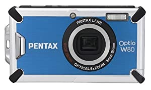 PENTAX 防水デジタルカメラ OPTIO (オプティオ) W80 アズールブルー 1200万画素 光学5倍ズーム OPTIOW80AB(中古品)