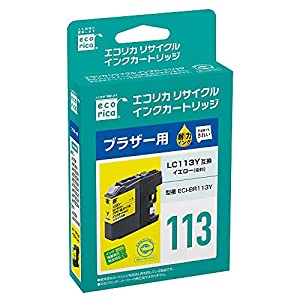 (中古品)エコリカ ブラザー LC113Y対応リサイクルインク イエロー ECI-BR113Y 残量表示対応/ecorica//