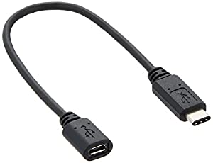 ミヨシ USBタイプC変換アダプタ USB2.0 タイプC-マイクロBコネクタ 0.15m ブラック USB-CM2/BK(中古品)