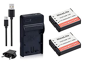 NinoLite 4点セット カシオ NP-130 / NP-130A 互換 バッテリー2個 +USB型 充電器 +海外用交換プラグ 、CASIO 対応 dc104np130cas