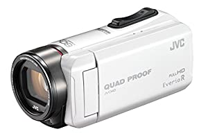 JVC ビデオカメラ Everio R 防水5m 防塵仕様 耐低温 耐衝撃 内蔵メモリー32GB パールホワイト GZ-R400-W(中古品)