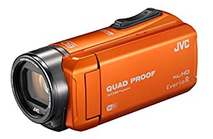 JVC ビデオカメラ Everio R 防水5m 防塵仕様 Wi-Fi対応 内蔵メモリー64GB オレンジ GZ-RX600-D(中古品)
