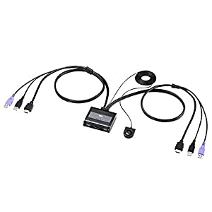 (中古品)サンワサプライ HDMI対応手元スイッチ付きパソコン自動切替器(2:1) SW-KVM2WHU/サンワサプライ(Sanwa Supply)//