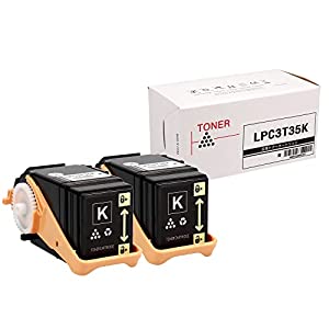 (中古品)【インクのチップス】 エプソン(EPSON)用 LPC3T35K ブラック×2本(計2本) 互換トナーカートリッジ 標準トナー(Mサイズ) 残量表示対応 日本製重合パウダー採用 プリンター内