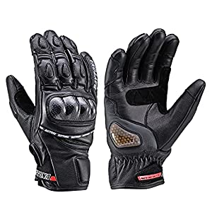 (中古品)[デイトナ] バイク用 グローブ 本革(ヤギ革) 春夏秋冬 カーボンプロテクター タッチパネル対応 スポーツショートグローブ HBG-036 ブラック Mサイズ 99223/デイトナ(Day