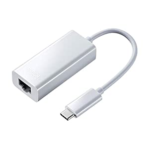 サンワサプライ USB3.1 TypeC-LAN変換アダプタ Windows/Mac/Nintendo SwitchTM対応 ホワイト USB-CVLAN2W(中古品)