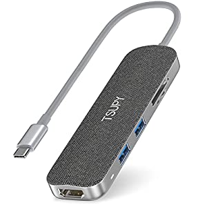 (中古品)TSUPY USB C ハブ 5 in 1 ファブリックのデザイン Type-C ケーブル HDMI 4K 出力 変換アダプタ,2つの USB3.0高速 5Gbps Micro SD/SDカ