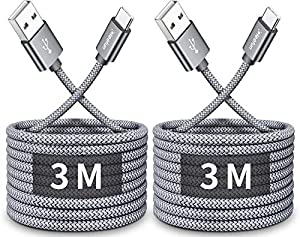 (中古品)USB Type C ケーブル【3m 2本セット】CLEEFUN QC3.0対応 3A急速充電 タイプ C ケーブル 長い 高速データ転送 コード タイプc 高耐久ナイロンSwitch、Xp