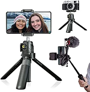 (中古品)ミニ三脚 スマホ三脚 カメラ三脚 450mm 一脚 三脚 4段伸縮拡張 自由雲台 軽量 自撮り棒 ミニ三脚 卓上セルカ棒 スマートフォン用三脚 360度回転 持ち運びに便利 i Phone/