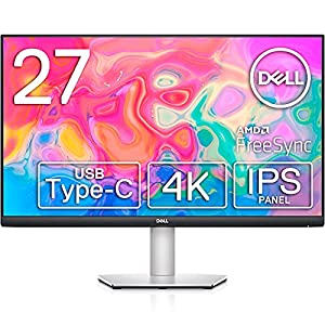 (中古品)Dell S2722QC 27インチ 4K モニター (3年間無輝点交換保証/IPS非光沢/USB Type-C・HDMIx2/s RGB 99%/縦横回転・高さ調整/4ms/AMD Fre