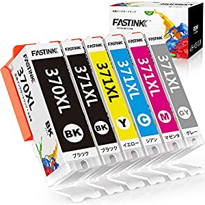 (中古品)【Fastink】 BCI 370 XL 371 XL キャノン 互換 インク 大容量 残量表示 Canon 互換 インクカートリッジ 6色 印刷コスト大幅削減 個別包装 説明書付 対応機種
